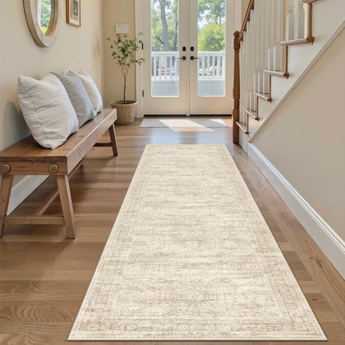 Runner Rug 2x6 Washable Kitchen Hallway Runners Non (Beige / 2' x 6' (Runner))