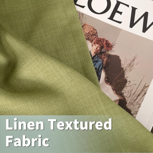 Moss Green Semi Sheer Linen Curtains for Living Room 84 Inch Long (52"W x 84"L (Pack of 2) / Silver Grommet-moss Green)