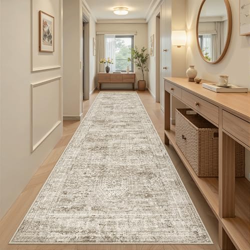 Washable 3x10 Hallway Runner Rug Non (Brown / 3' x 10' (Runner))