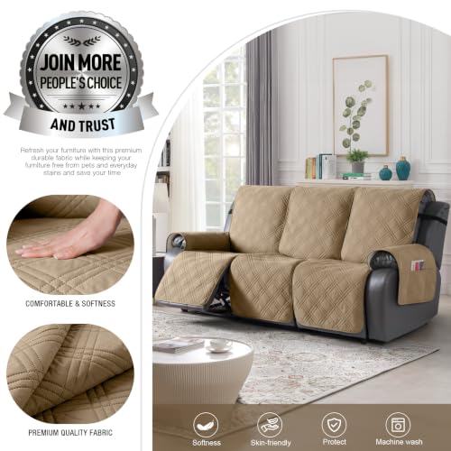 100% Waterproof Recliner Sofa Cover (Camel / 3 Seater Standard)