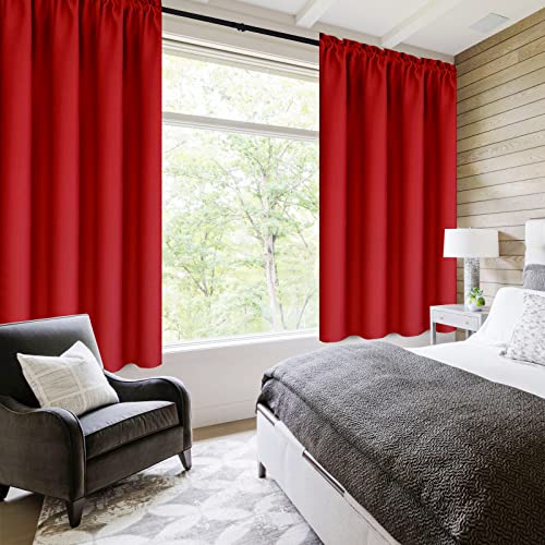 Blackout Curtains for Bedroom Living Room 42 x 54 Inch Long Red (Red / 42"W x 54"L (Pack of 2))