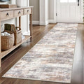 Modern Abstract Hallway Runner Rug (Multi Grey/Orange / 2'8" x 8' (Runner))