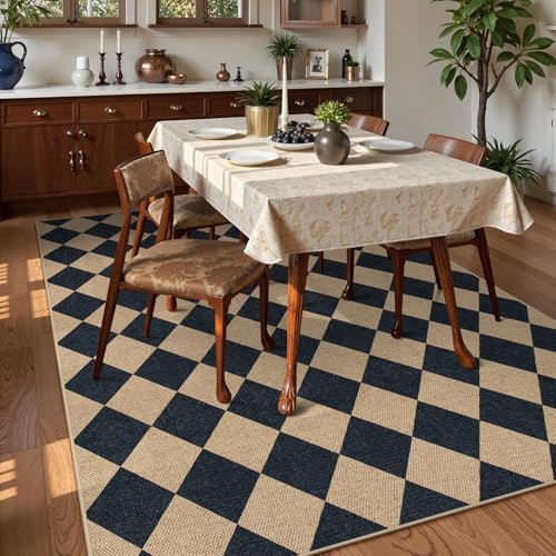 Checkered Easy Jute Outdoor Patio Rug (6' x 9' (Rectangular) / Black/Checkerboard -2)