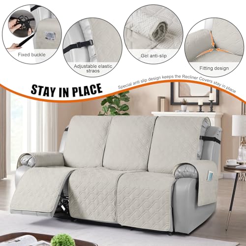 Waterproof Recliner Couch Covers Washable (Beige / 3 Seater)