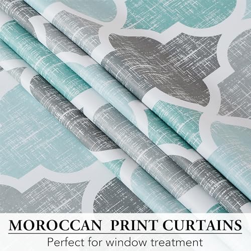Moroccan 100% Blackout Sliding Door Curtains Aqua Grey 100x84 1 Set (Grommet | Aqua and Grey / 100"W x 84"L (Pack of 1))