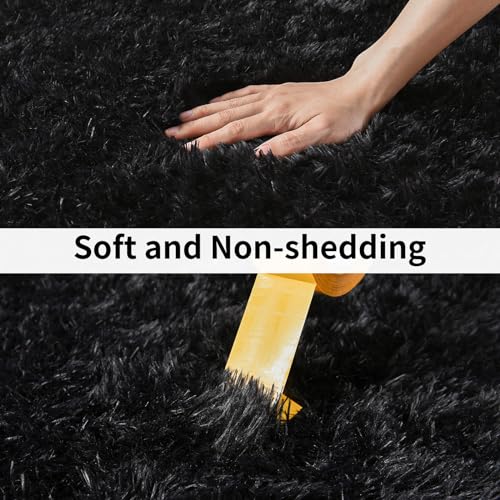 Soft Runner Rugs for Bedroom Hallways (2' x 5' (1 pc) / Black)