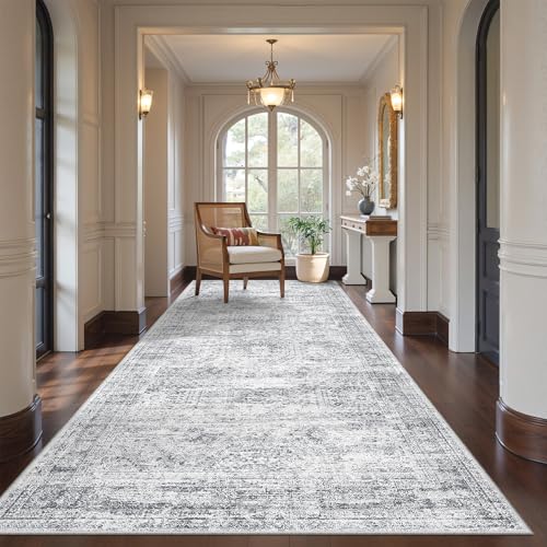 4x8 Rug Non Slip (Grey/Ivory / 4' x 8' (Runner))