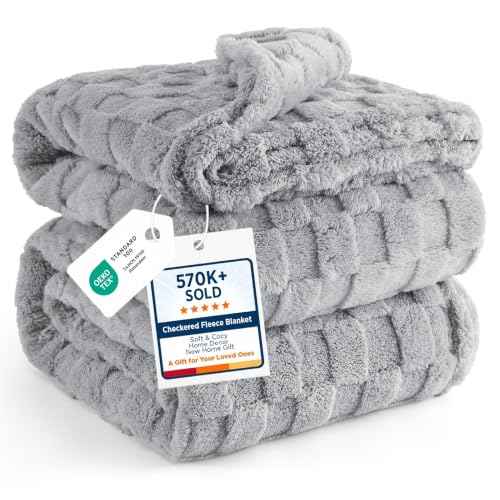 Checkered Soft Cozy King Size Blankets for Bed (Silver Grey / King (108" X 90"))