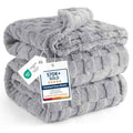 Checkered Soft Cozy King Size Blankets for Bed (Silver Grey / King (108" X 90"))