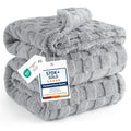 Checkered Soft Cozy Queen Blanket for Bed (Silver Grey / Queen (90" X 90"))