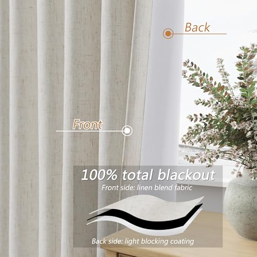 Boho Extra Long 120 Inches 100% Black Out Curtains for Living Room Bedroom Back Tab Sound Proof Heat Blocking Thermal Insulated Linen Drapes Room Darkening Window Curtain (Boho / 52"W x 120"L (Pack of 2))
