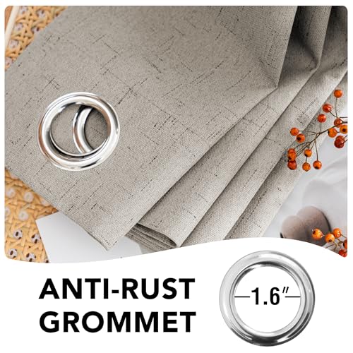 100% Blackout Linen Curtains 108" L Stone Grommet (Stone / 100"W x 108"L (Pack of 1))