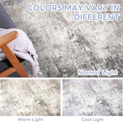 Round Area Rug 5 Ft Circle Entryway Rugs Round Washable Door Mat Indoor Entrance (Ash Grey/Beige / 5' x 5' (Rectangular))