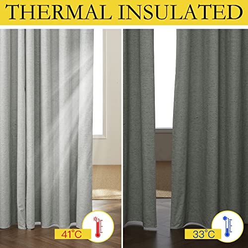 Grey Long Linen Full Shade Panels 108 inches Long 2 Panels (52"W x 108"L (Pack of 2) / Grey)