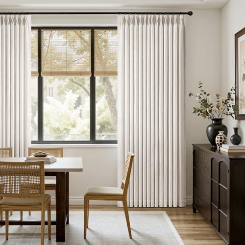 Pinch Pleated Linen Curtains 86 Inches Long 2 Panels Set Natural (Natural / 40"W x 86"L (Pack of 2))