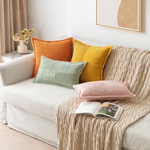Fall Burnt Orange Decorative Throw Pillow Covers 20x20 Inch 2 Pack (Burnt / 20" x 20" (Pack of 2))