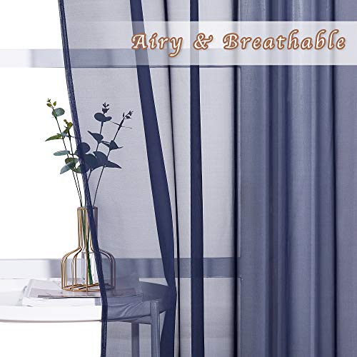 Sheer Curtains Voile Panels (Dark Blue / 54"W x 63"L (Pack of 2))