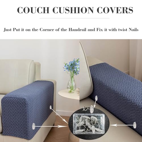 2Pcs Couch Arm Covers (Texture Metal Gray / Armrest Cover)