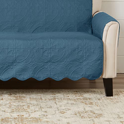 Reversible Loveseat Cover (Loveseat / Smoke Blue / Ivory)