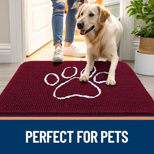Dog Door Mat for Muddy Paws 70x46 (Burgundy / 70" X 46")