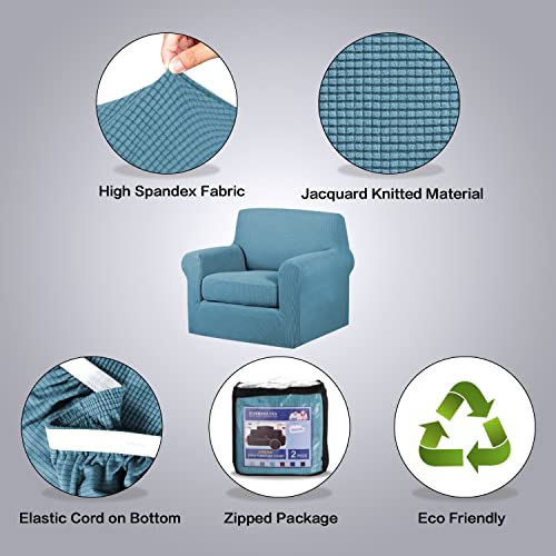2 Pieces Armchair Cover Chair Slipcovers with Arms Furniture Protector Cover Fit Armchair Width Up to 47 Inch (Small / Storm Blue)