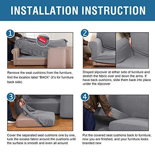 3 Piece Stretch Sofa Covers for 2 Cushion Loveseat Couch Covers for Living Room Sofa Slipcovers (Medium / Dove)