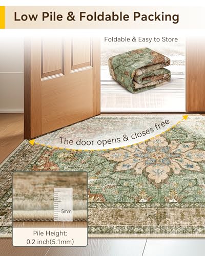 Washable Area Rug (Brick/Brown/Green / 3' x 12' (Rectangular))