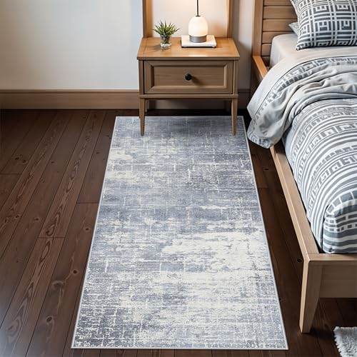 2x6 Non Slip Entryway Area Rugs (2' x 6' (Rectangular) / Blue/Ivory)