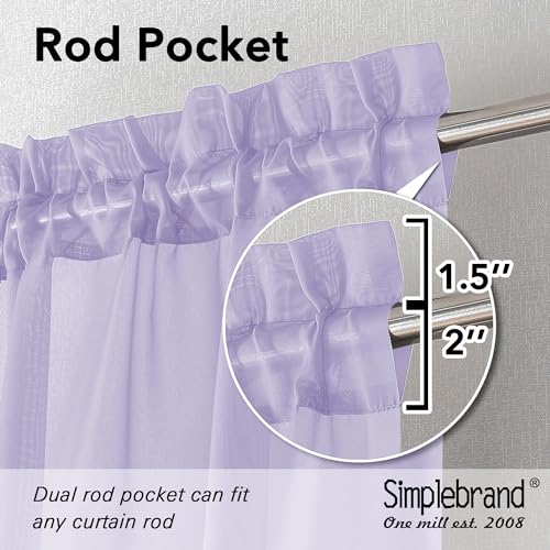 Lavender Sheer Curtains 63 Inch Length 2 Panels (Lavender / 42"W x 63"L (Pack of 2))