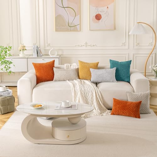 Set of 4 Teal Decorative Throw Pillow Covers 18x18 Inch Corduroy Pillow Covers for Bed Couch Sofa Living Room Soft Square Cushion Cases (Teal / 18" x 18" (Pack of 4))