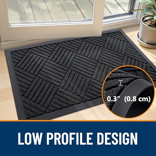 Front Door Mat Outside Entrance 47x23 (47" X 23" / Black Diamond)