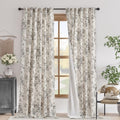 Floral Linen Blackout Curtains for Bedroom 120 Inches Long (Black / 50"W x 120"L (Pack of 2))