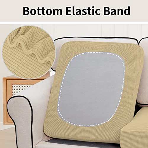 Stretch 2 Pieces Loveseat Couch Cushion Cover for 2 Seat (2-piece / Beige)