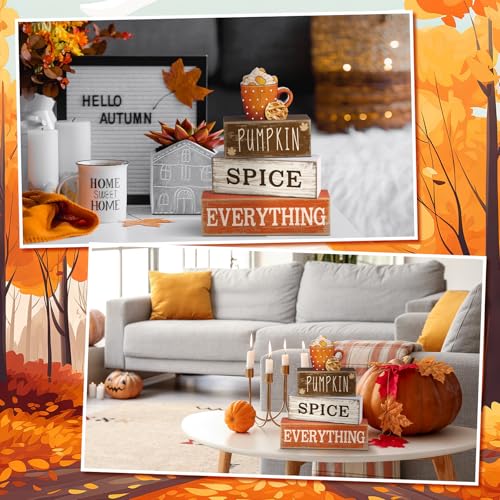 4 Pcs Fall Table Decor Pumpkin Spice Sign (Cup)