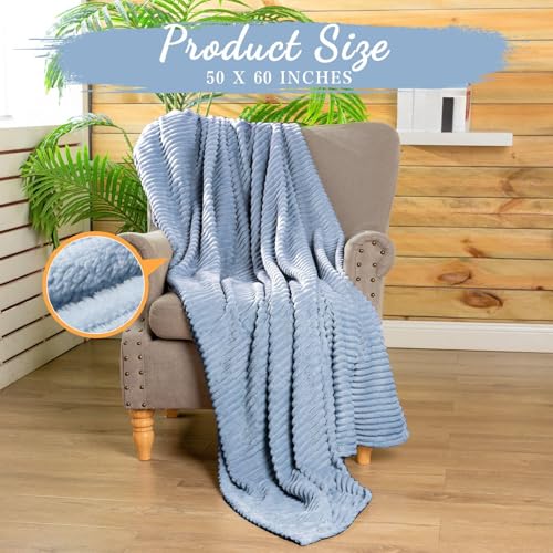 6 Pcs Flannel Blankets Bulk (Dusty Blue)