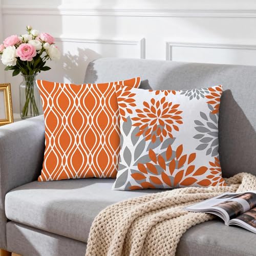 Throw Pillow Covers 16x16 (Orange / 16" x 16" (Pack of 4))