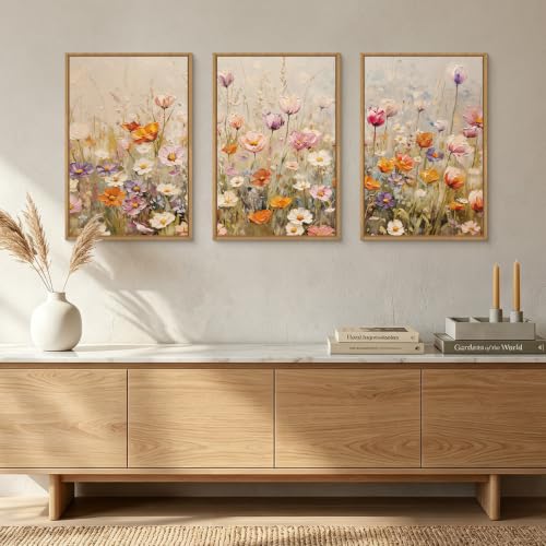 Large Nature Wildflowers Framed Canvas Wall Art (Nature Wildflowers Wall Art / 24"L x 36"W)