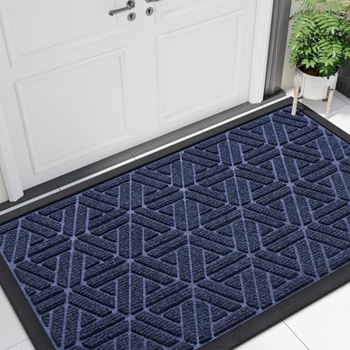 Front Door Mat Outside Entrance (Navy Blue / 47" X 23")