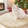 Cream Round Rugs for Bedroom (2 Ft Round / Cream)