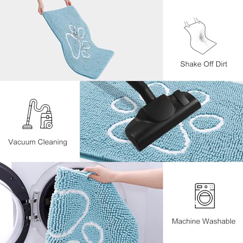 Dog Door Mat for Muddy Paws (24"X16" / Sky Blue and White)