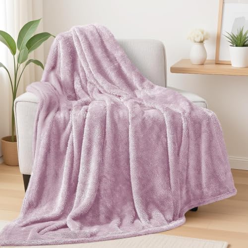 Fuzzy Large Fleece Throw Blanket for Couch (Light Purple / 50x70 IN)