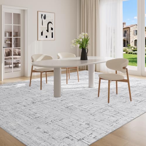 6x9 Area Rug Washable Modern Abstract Rug for Bedroom Non Slip Grey (Grey / 6' x 9' (Rectangular))