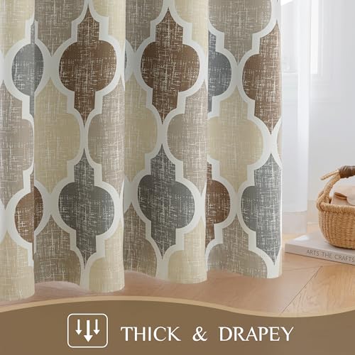Moroccan 100% Blackout Curtains Bedroom Brown Grey 50x84 2 Panels (Grommet | Brown and Grey / 50"W x 84"L (Pack of 2))