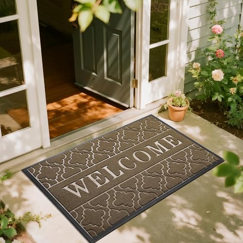 Welcome Mat Outdoor Indoor (47x32 Inch / Coffee)