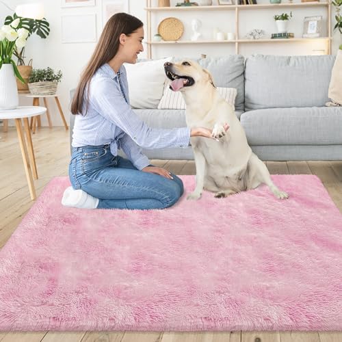 Small Area Rug for Bedroom 3x5ft Mini Tie (Tie-dyed Pink / 3' x 5' (Rectangular))