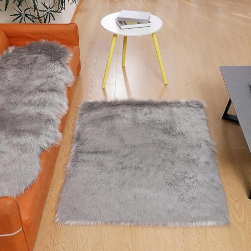 Faux Fur Sheepskin Rug (3' x 4' (Rectangular) / Grey)