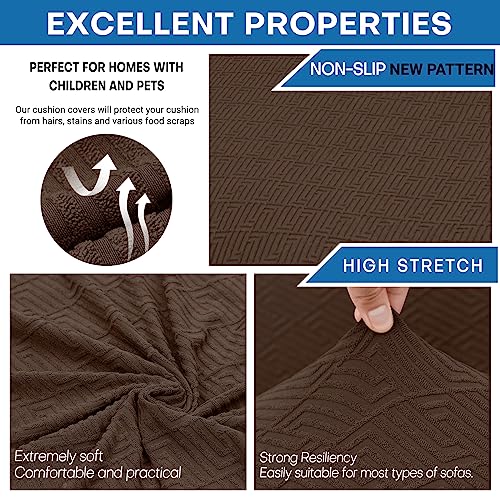 3 Piece Stretch Sofa Cover (71"-91"(2 Cushions) / Coffee)