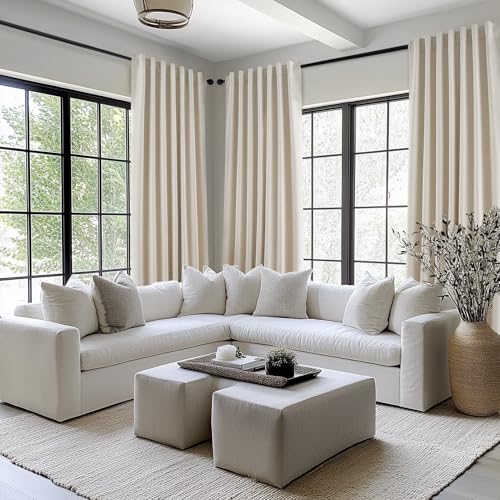 Blackout Curtains for Bedroom 96 Inch Long (Beige / 52"W x 96"L (Pack of 2))