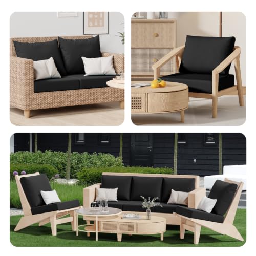 8Pcs Outdoor Cushion Covers (Black / Square-large + Rectangle)