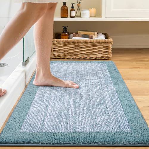 Bathroom Rugs 30x20 Non Slip Washable (Dusty Blue / 1'8" x 2'6" (Rectangular))